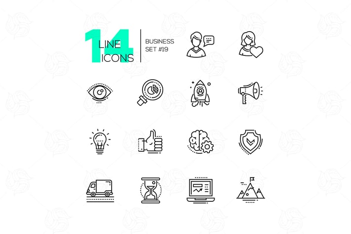 Business - modern single line icons set
