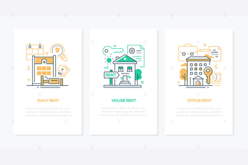 Rental services - line design style banners set