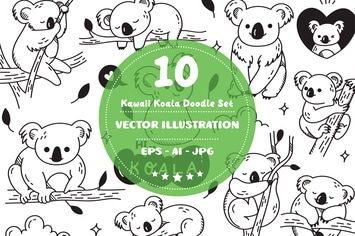 Kawaii Koala Doodle Set