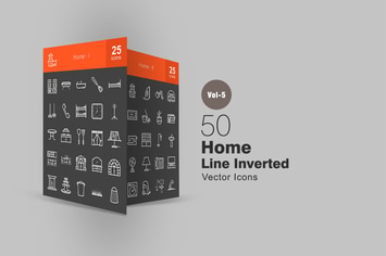 50 Home Line Inverted Icons