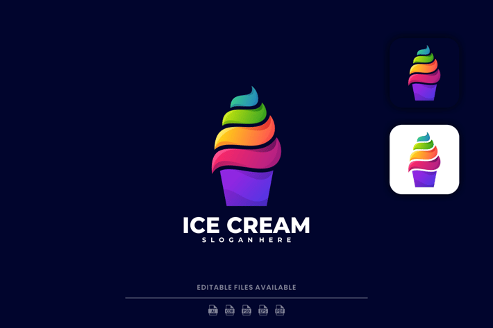 Ice Cream Gradient Colorful Logo