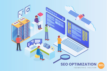 Isometric SEO Optimization Vector Concept