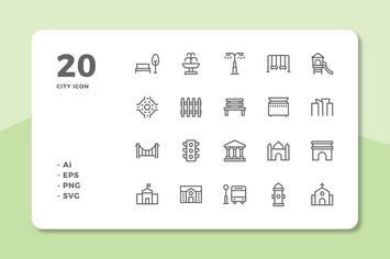 20 City Icons (Line)