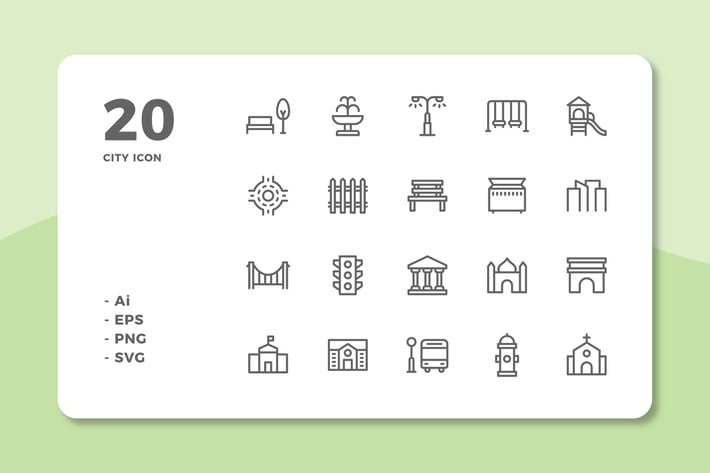 20 City Icons (Line)