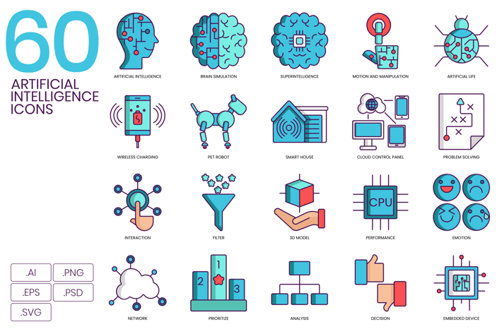 60 Artificial Intelligence Icons 