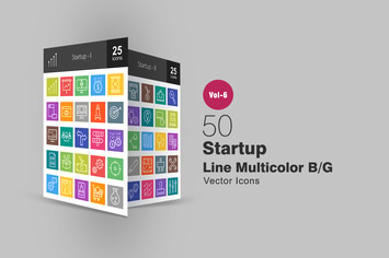 50 Startup Line Multicolor B/G Icons