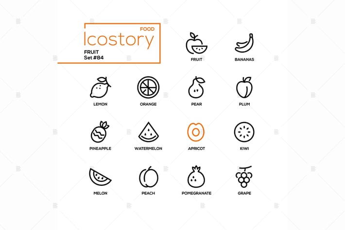 Fruit - modern line design style icons set