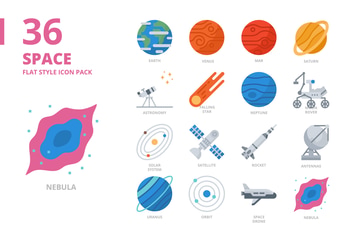 Space Flat Style Icon Set