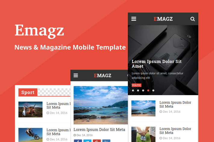 Emagz - News & Magazine Mobile Template