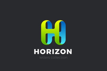 Letter H Logo design 3D Ribbon style