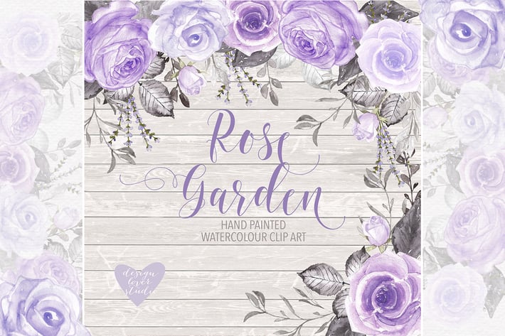 Watercolor purple roses design