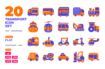 Transport Icon Set (Flat)