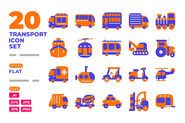 Transport Icon Set (Flat)