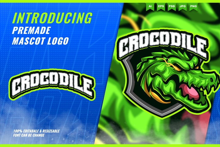 Mad Crocodile - Mascot Esport Logo Template