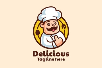 Cartoon Character Chef Logo Design