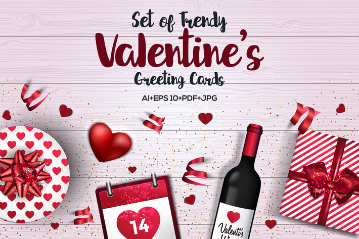 Trendy Valentines Day greeting Cards Design