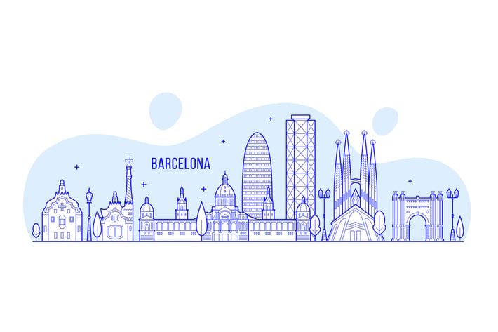 Barcelona skyline, Spain