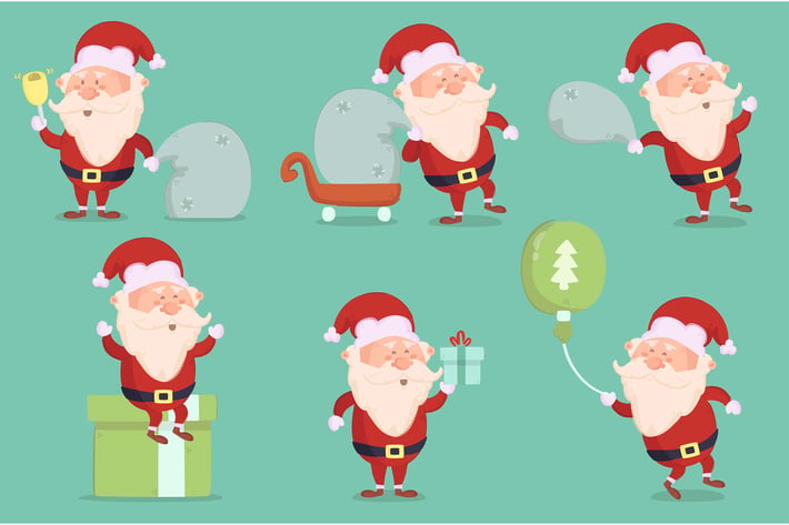 Merry Christmas Winter Day with Santa Set