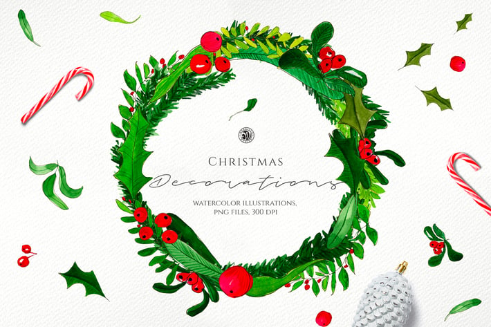Watercolor Christmas Decorations