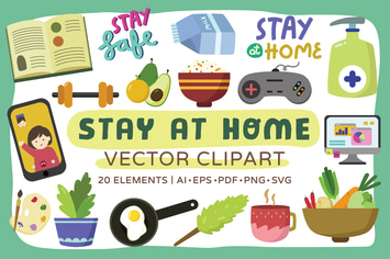 Stay at Home Vector Clipart Pack