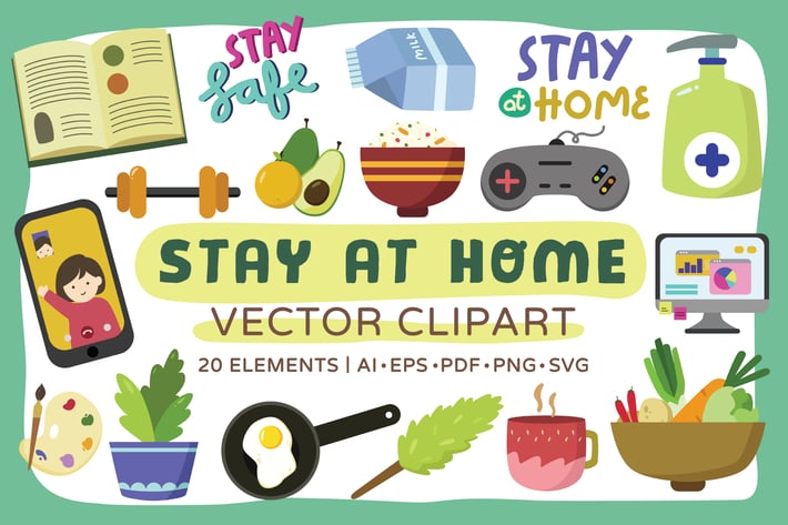 Stay at Home Vector Clipart Pack