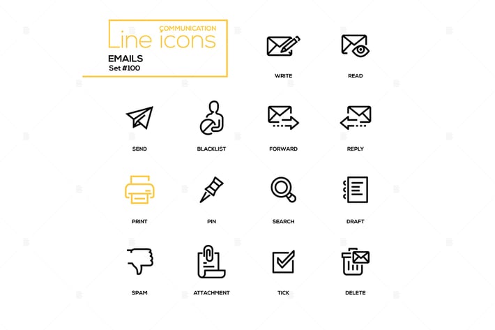 Emails - modern line design icons set
