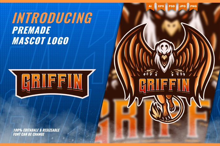Gold Griffin - Mascot Esport Logo Template