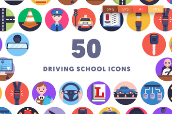 50 Driving School Icons
