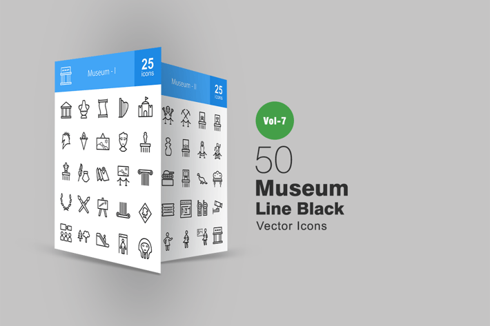 50 Museum Line Icons