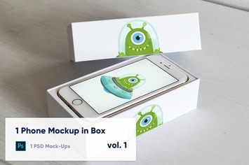 1 Phone Mockup in Paper Box - Vol. 1