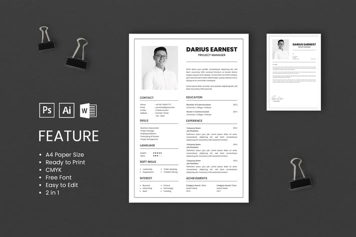 Professional CV And Resume Template Darius