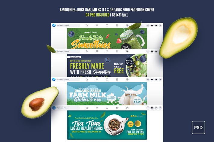 Smoothies, Juice Bar, Milks Tea Facebook Cover