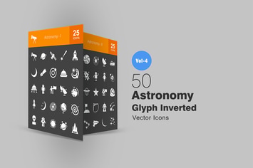 50 Astronomy Glyph Inverted Icons