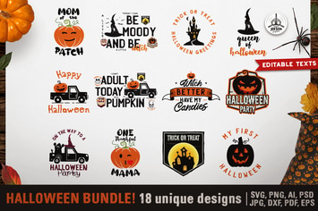 Halloween Emblems Vintage Set SVG