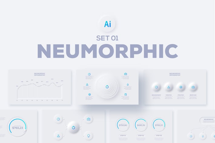 Neumorphic Infographics Set 01