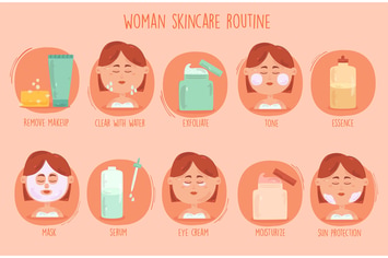 Women Skincare Routine Illustration