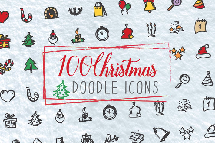100 Christmas Doodle Icons