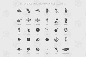 Space - modern flat design icon set