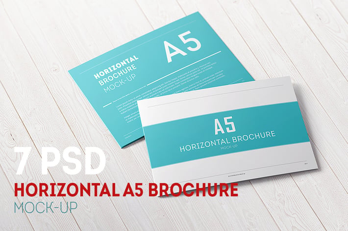 A5 Tri-Fold Horizontal Brochure Mock-up