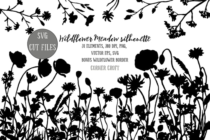 Flower Meadow Illustration PNG, SVG, EPS