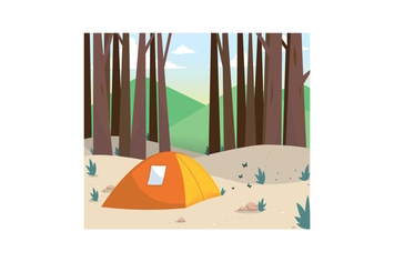 Camping in the Forest Illustration