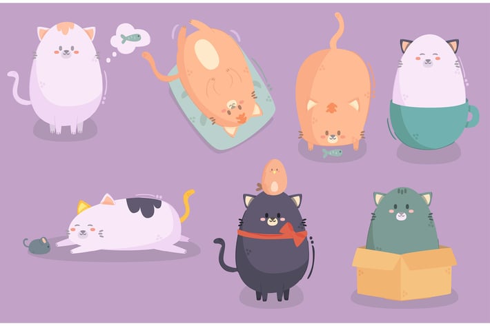 Cartoon Cat Characters Illustration