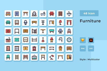 Furniture Multicolor Style Icon Pack