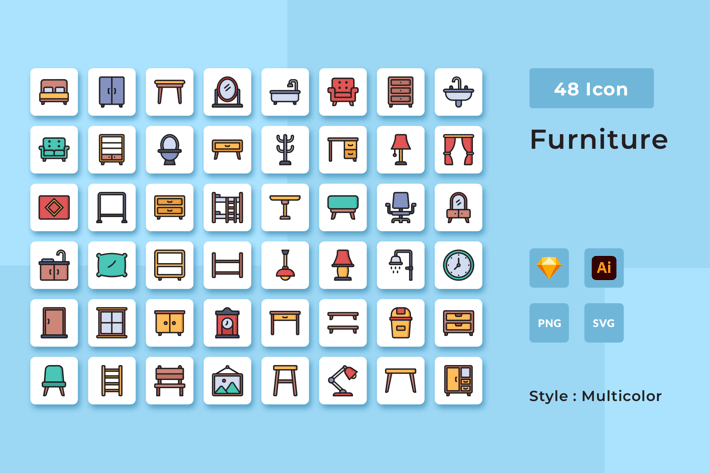 Furniture Multicolor Style Icon Pack