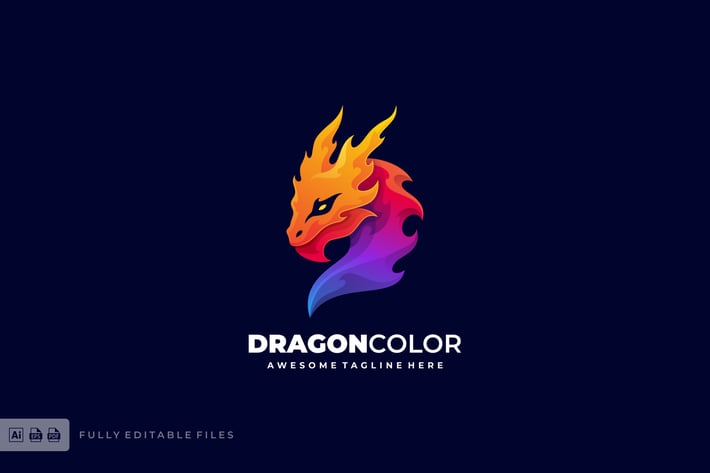 Dragon Color Gradient Logo template