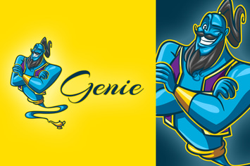 Cartoon Genie Mascot Logo
