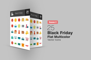 25 Black Friday Flat Multicolor Icons