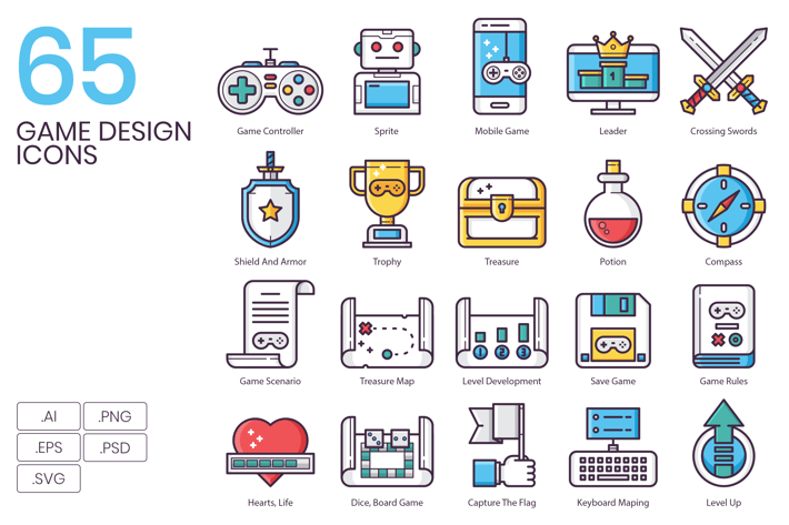 65 Game Design Icons