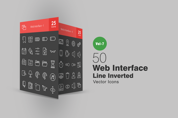 50 Web Interface Line Inverted Icons