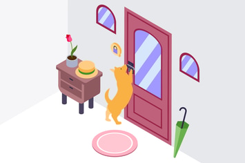 Animal Door Alarm Isometric Illustration